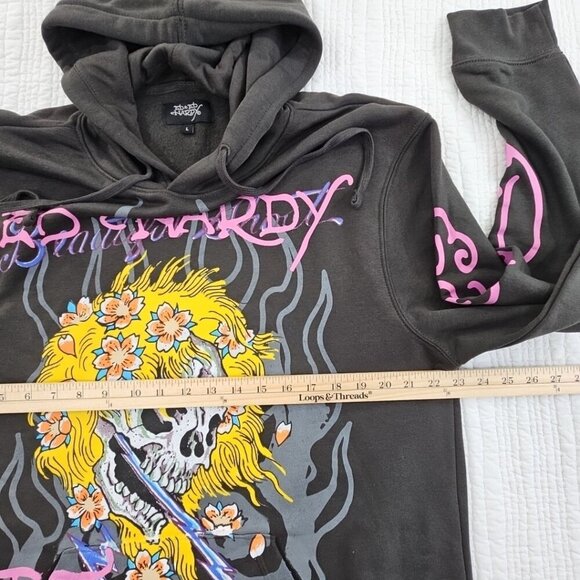Ed Hardy Hoodie Men's L Black Pullover Sweatshirt Skull Grunge Goth Skate NEW - Picture 8 of 14
